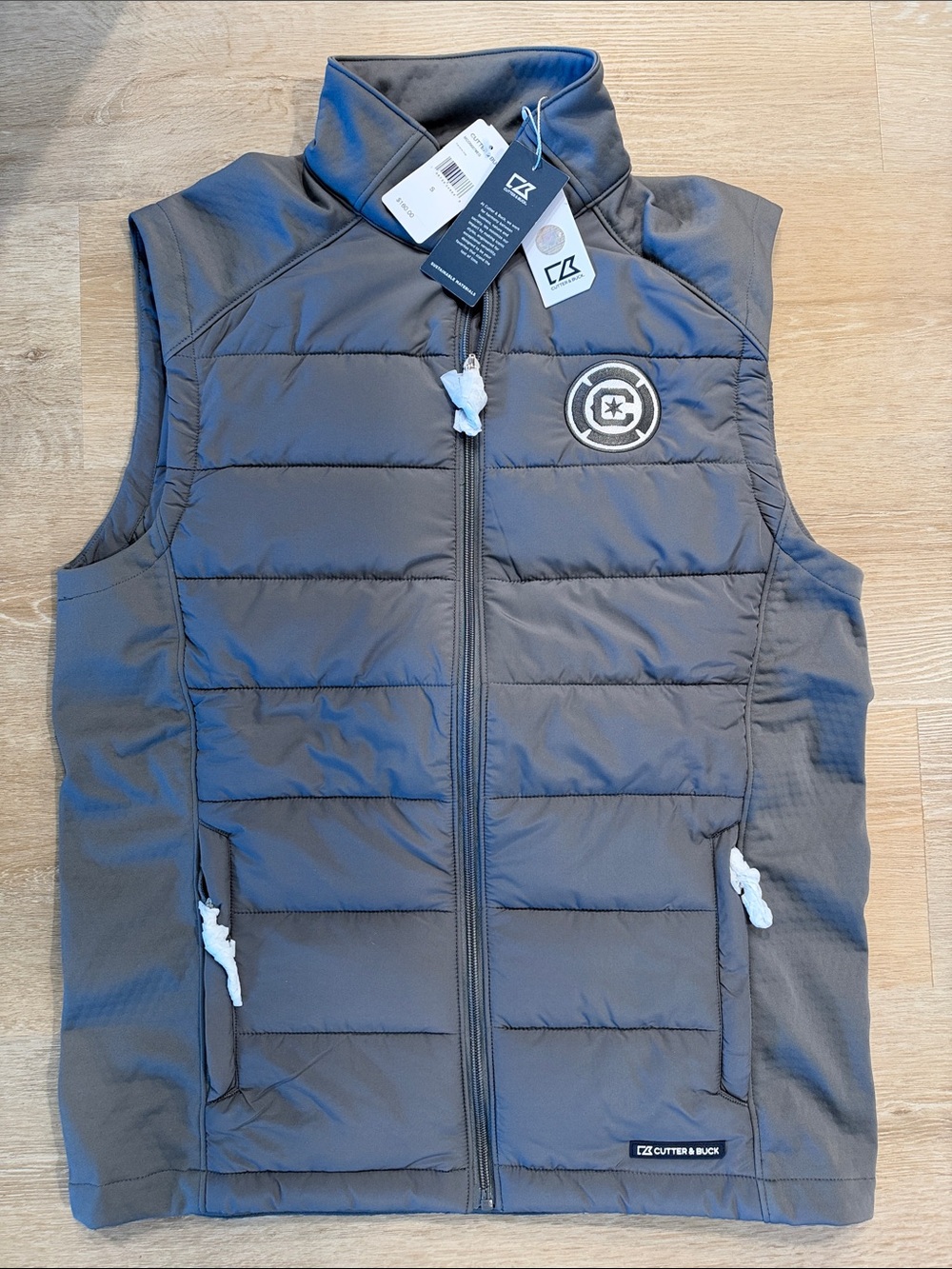 NWT Cutter & Buck Chicago Fire FC Slate Gray Quilted Men's Vest